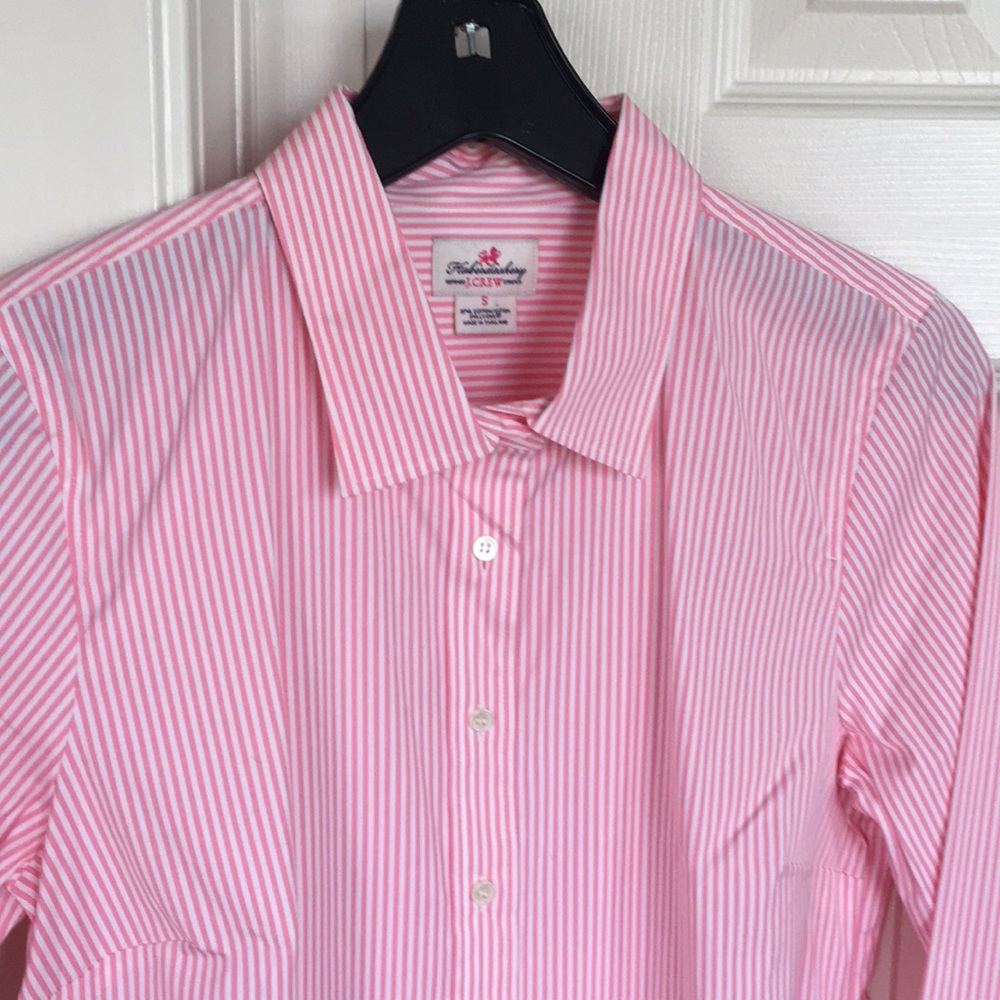J. Crew Pink and White Striped Button-Down Shirt